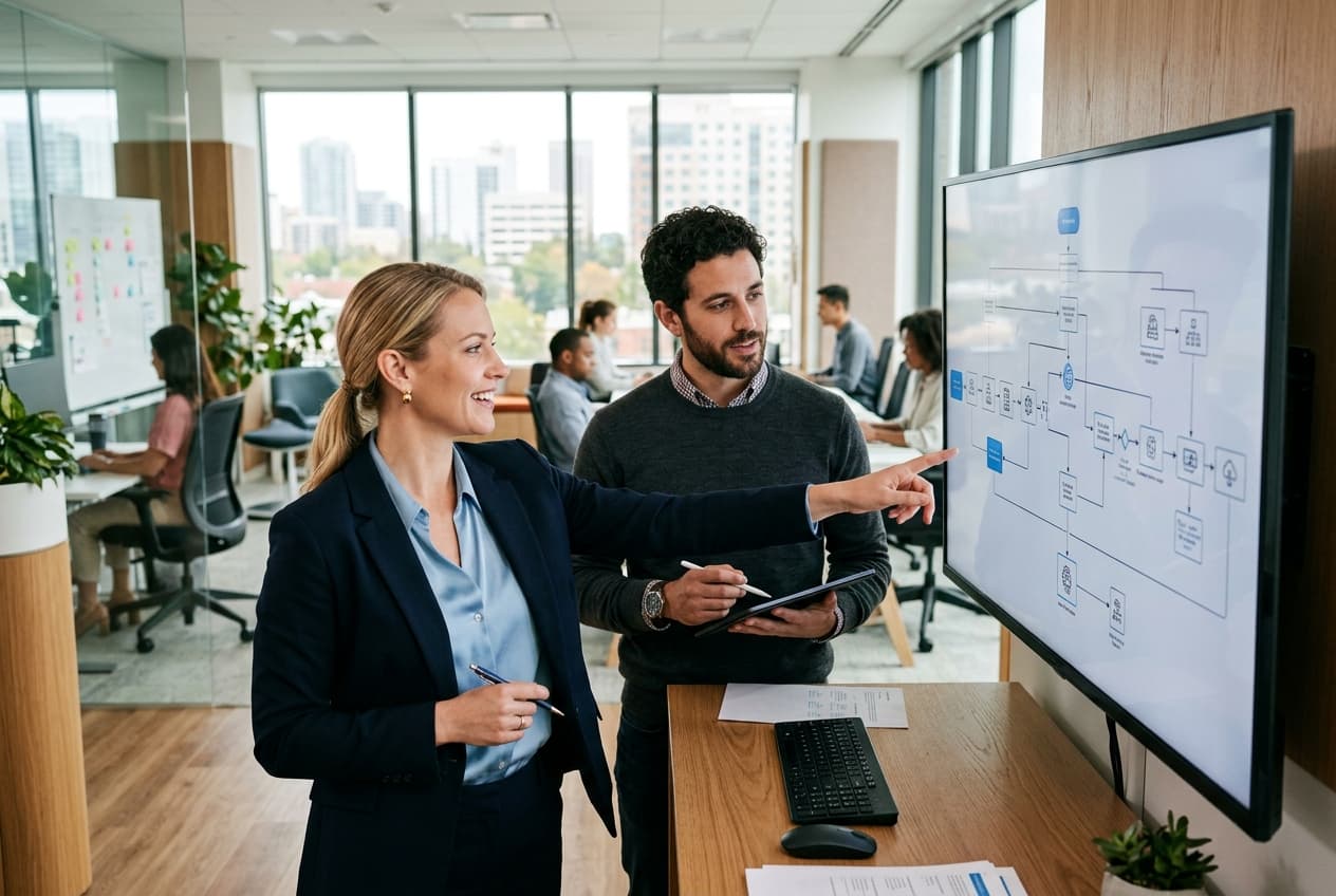 Software engineers reviewing AI document extraction logic and vector retrieval logs